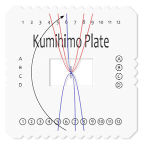 Top-down view of Kumihimo plate with cord